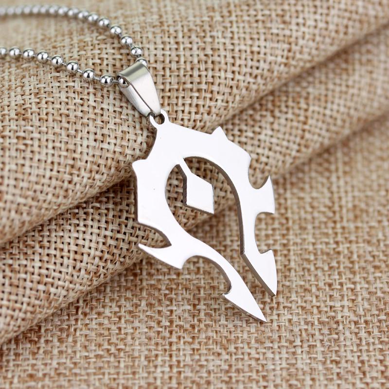Wow World of Warcraft Horde Symbol Anhänger Halskette Choker Halskette für Männer Frauen Schmuck Geschenk weiß