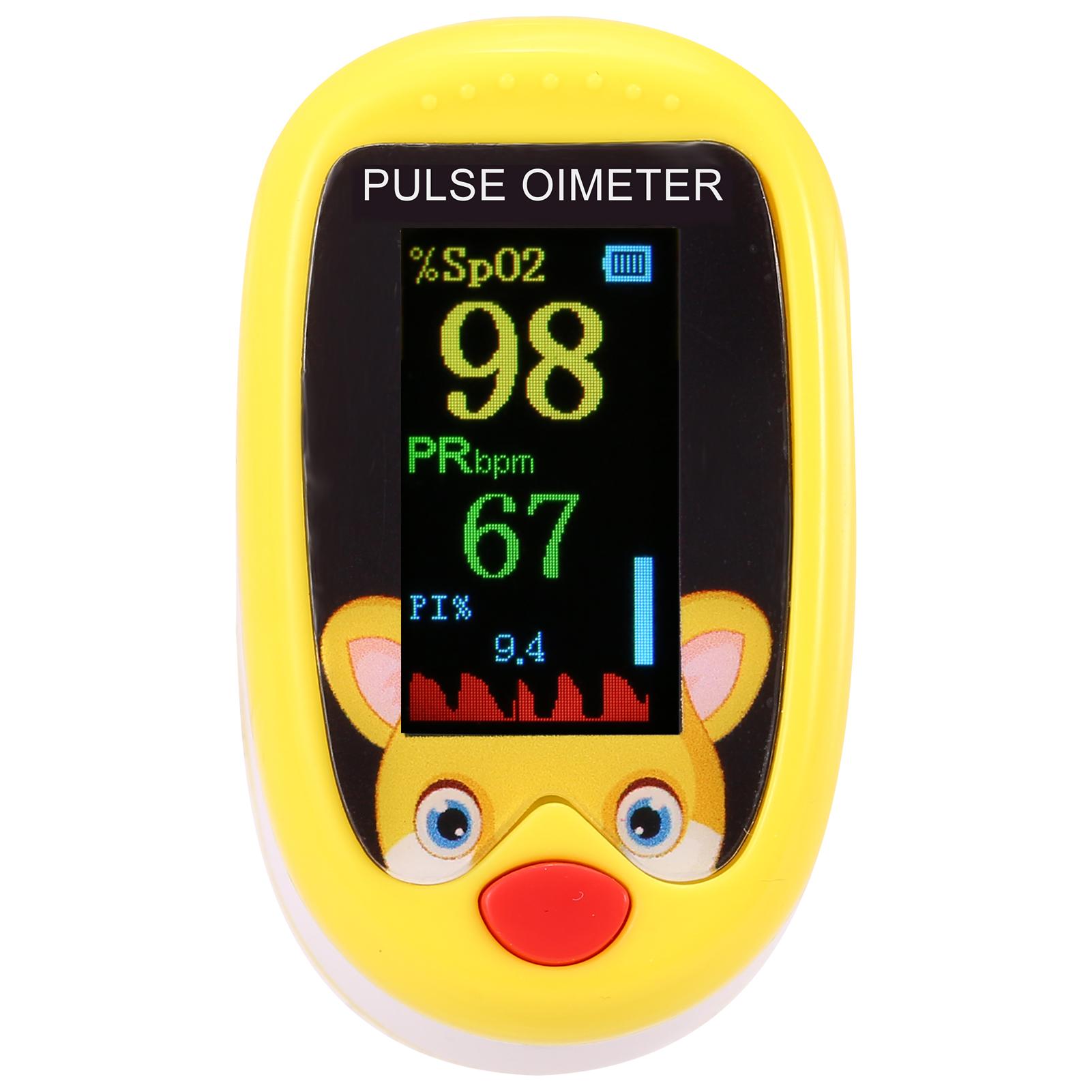 Kinder Pulsoximeter Fingertrip Mini SpO2 Monitor Sauerstoffsättigung Monitor Pulsfrequenzmessung gelb