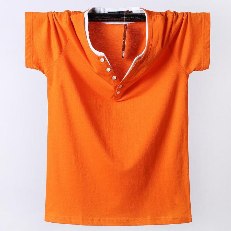Sommer Kurzarm T Shirts Männer Große T-shirt Slim Fit Marke Baumwolle Casual Übergroßen Plus Größe L orange