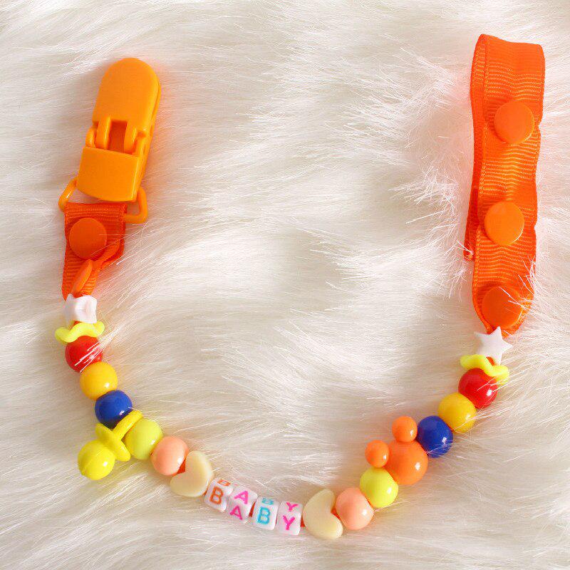 Baby Schnuller Clips Neugeborene Perlen Anti-verloren Kette Spielzeug Neugeborene Baby Dummy Schnuller Clips für Beißring Brustwarzen Zahnpflege orange
