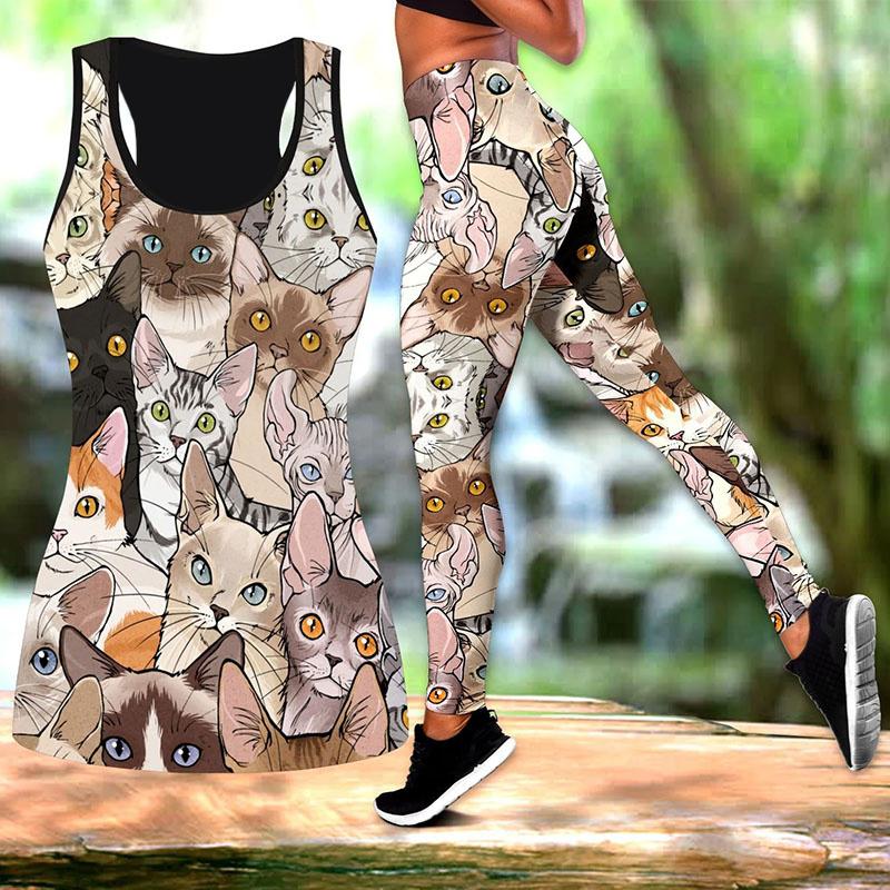 Daily Necessities Print Yoga-Outfit für Damen, modische 3D-gedruckte Workout-Leggings, Fitness, Sport, hohe Taille, lässige Yoga-Hose 2XL hellbraun