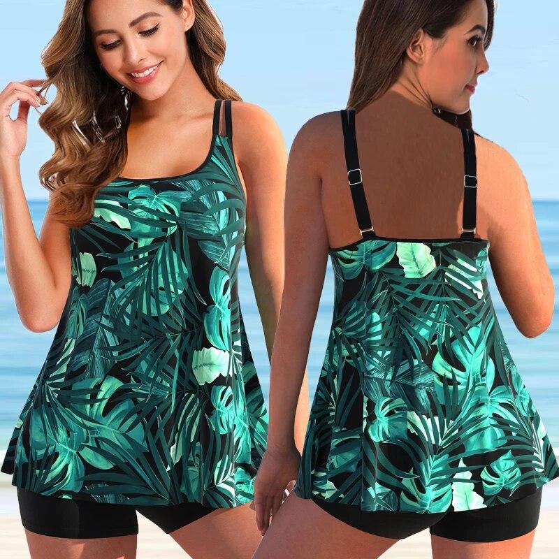 2024 Damen-Bademode, Tankini, 2-teilig, großer Badeanzug, 2-teilig, bedruckter Bikini, große Brüste, Obst, gepolsterte Badeanzüge, Sport 4XL