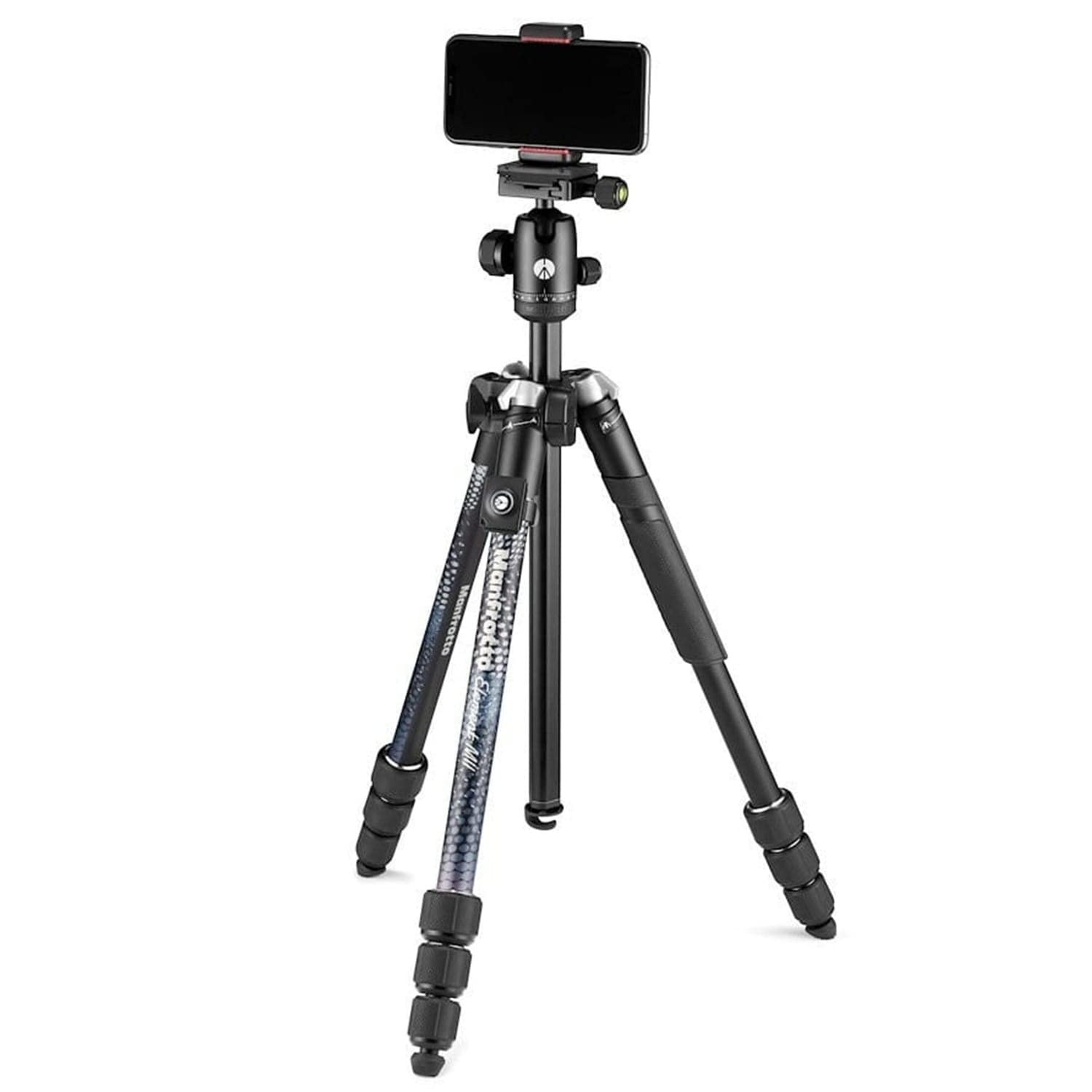 Manfrotto Smartphone-Stativ Element MII Aluminium 4-Stufen-Stativ MBT Kit Schwarz Fernbedienung inklusive Tragetasche inklusive Smartphone-Adapter inklusive schwarz