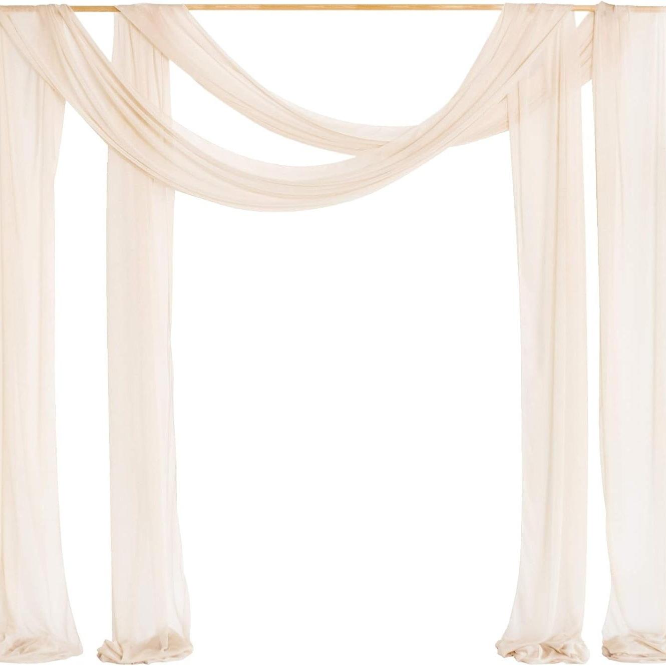 1PC Schleier Bogen Hochzeit Rasen Hochzeit Event Dekoration Kunst Outdoor Dekoration Tisch Flagge Vorhänge Vorhänge 75*600cm champagner