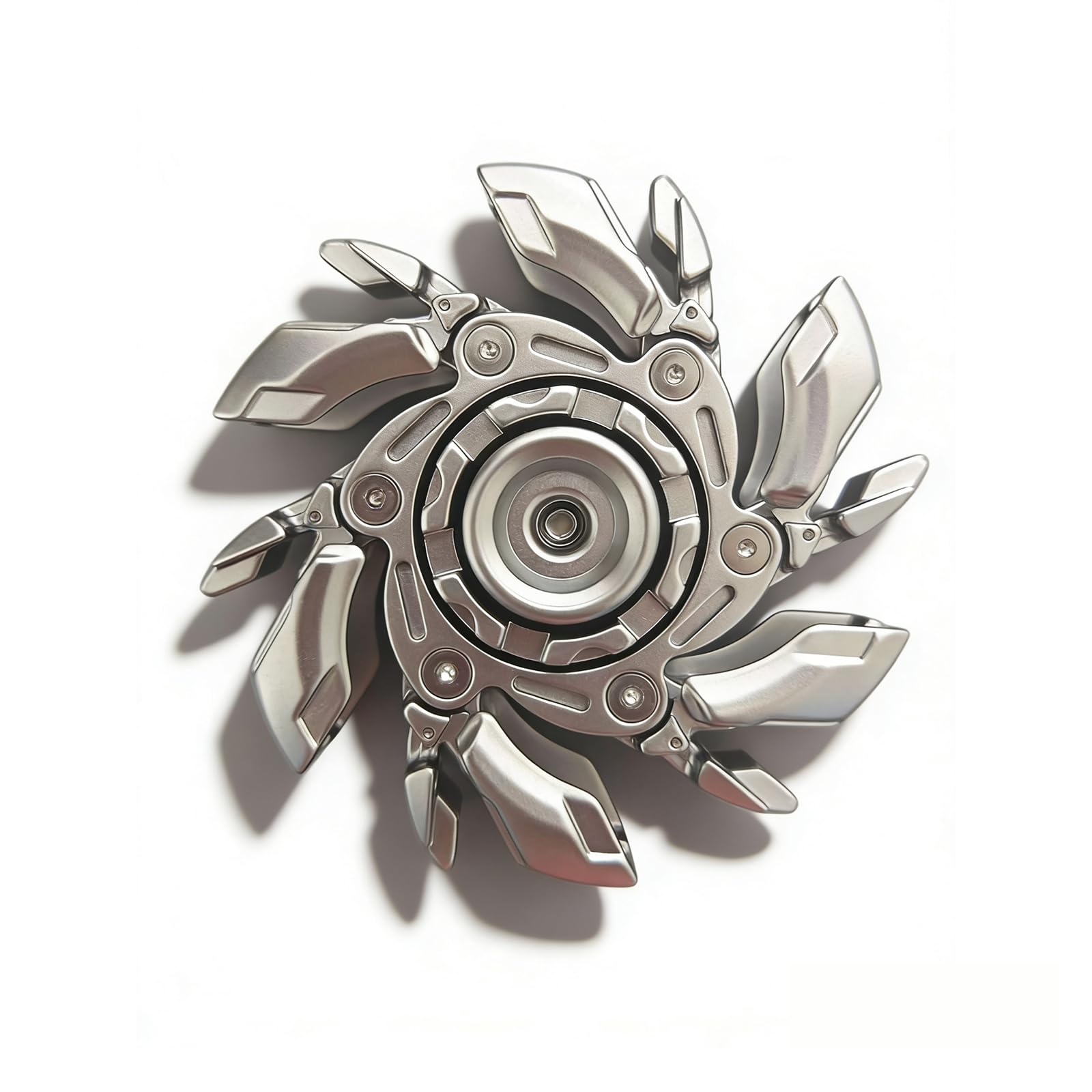 Mechanischer verformbarer Metall-Fidget Spinner, Premium-Legierung EDC Handspinner, reibungslose Drehung Anti-Stress-Fingerspitzen-Kreiselspielzeug für Erwachsene silber