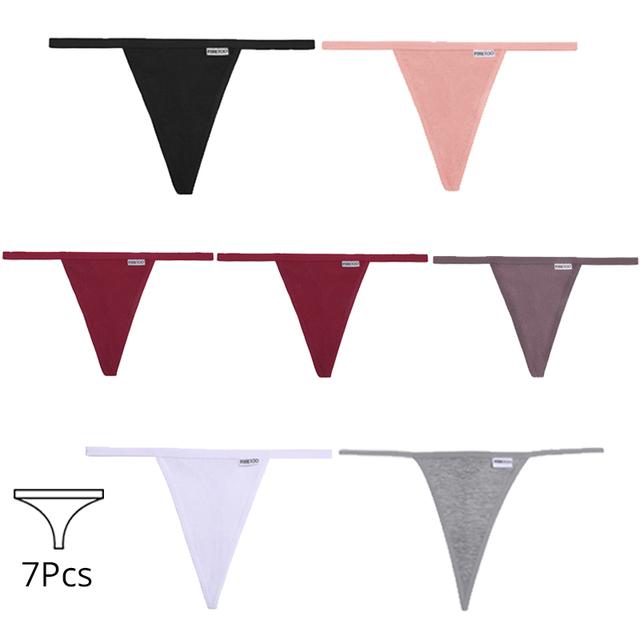 FINETOO 7 Teile/satz Baumwolle Tangas Höschen Frauen Sexy T-Back Unterhose G-string Unterwäsche Mädchen Atmungsaktive Dessous Weibliche Dessous Bikini M