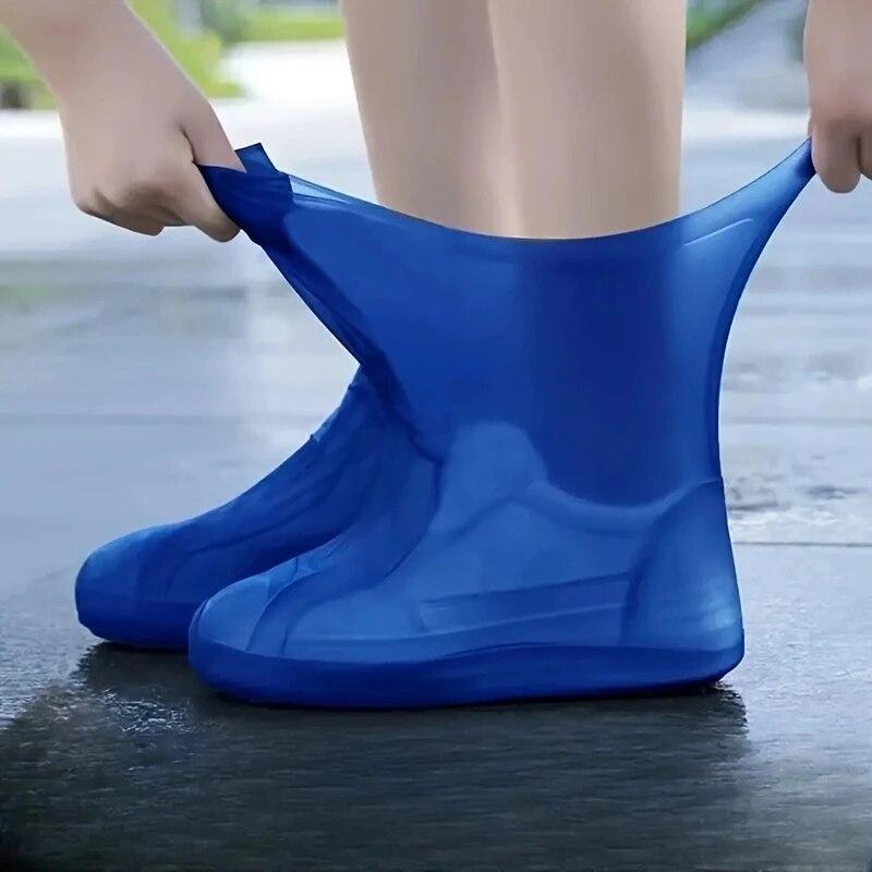 Wiederverwendbare, rutschfeste Regenstiefel, wasserdichte Schuhüberzüge, Gummi-Regenstiefelüberzüge für den Außenbereich, Ausrüstung, Haushaltswaren, Zuhause M (34-40) blau