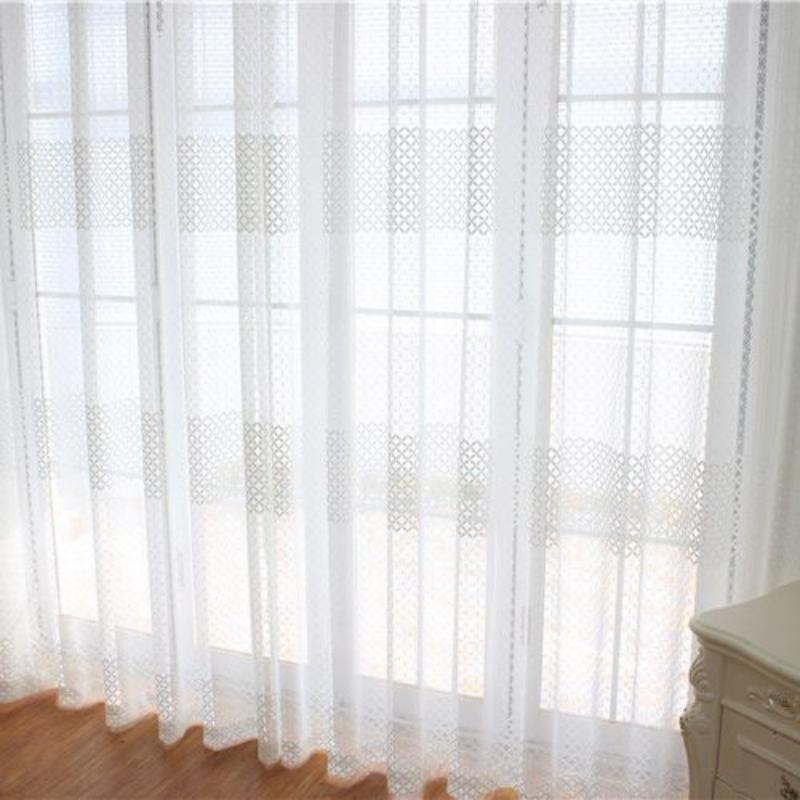 Europäische durchsichtige Vorhänge, Fenster-Tüllvorhänge für Wohnzimmer, Schlafzimmer, Küche, bestickte Voile-Vorhänge, Vorhänge nach Maß 500*270CM 1PCS weiß