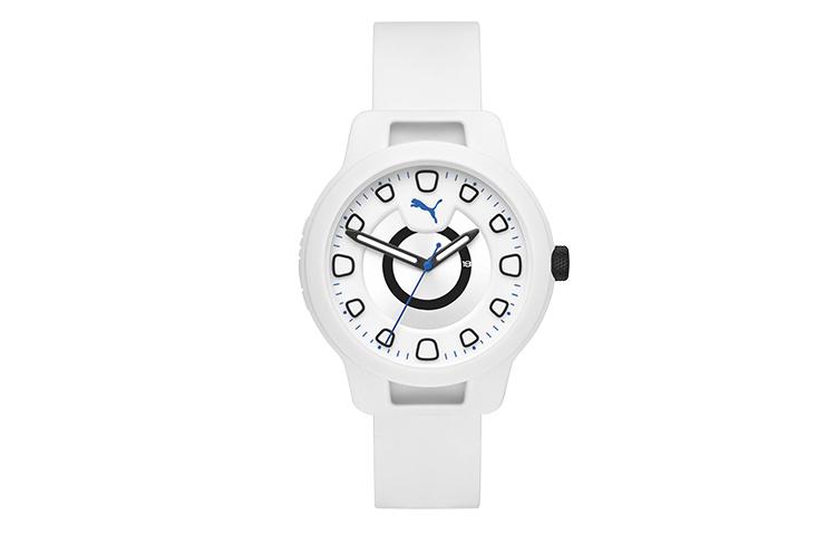 PUMA Armbanduhren Quarzwerk Silikonarmband Weißes Zifferblatt Herrenuhren P5009-NLP