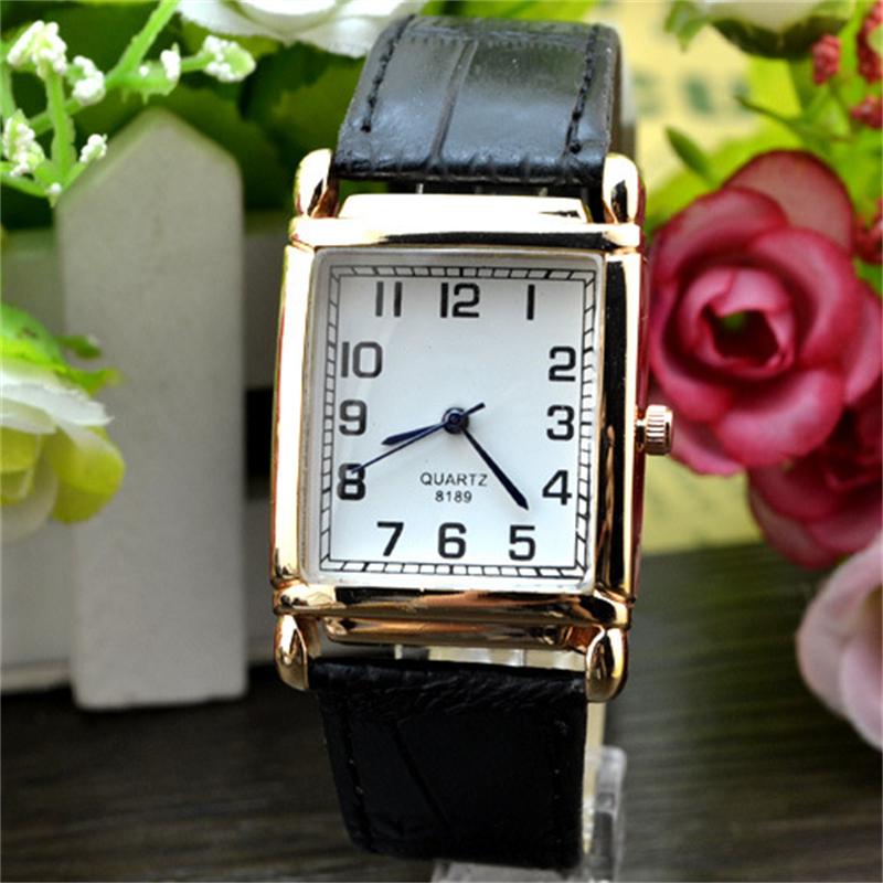 Modische Damen-Armbanduhr aus quadratischem Leder, elegante Business-Kleideruhr, einfache Quarz-Analog-Armbanduhr schwarz