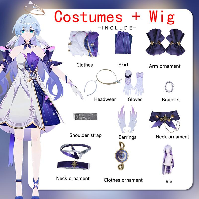 Ysir Honkai Impact Robin Cos Kostüme Spiel Anime Robin spielt ein komplettes Set weiblicher Kostüme S blau/grau