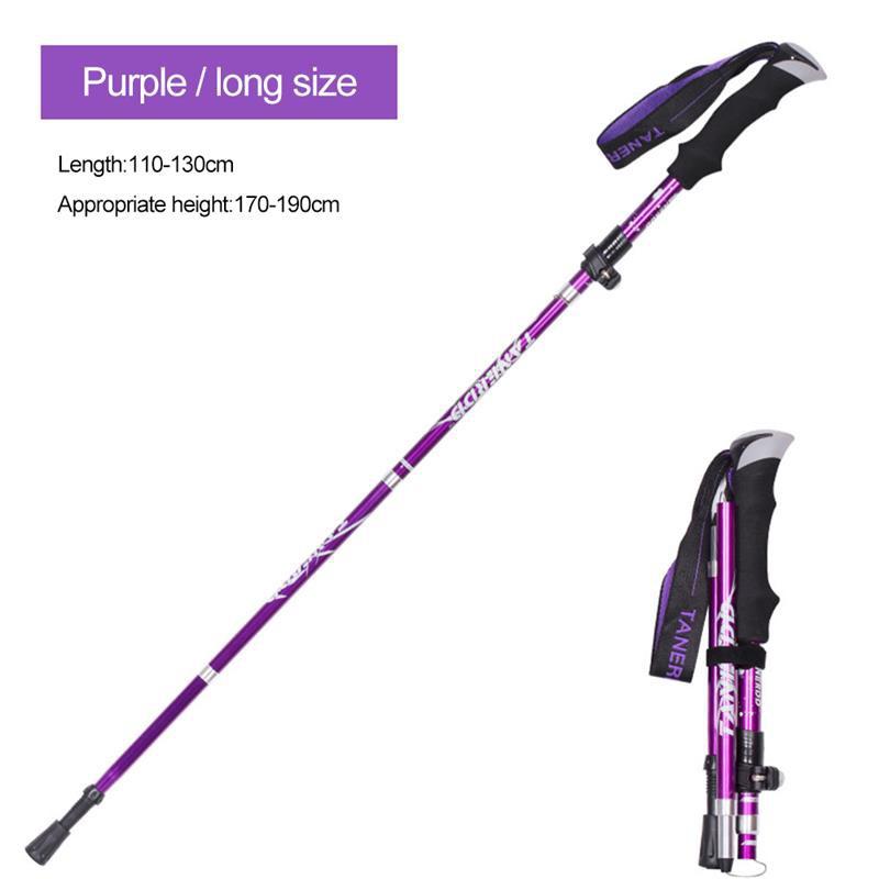 Outdoor Tragbare Aluminium Legierung Teleskop Nordic Walking Stock 250G Ultraleicht Walking Trekking Pole Wandern Spazierstock violett