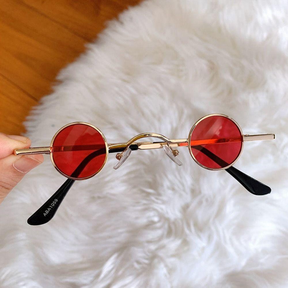 Ins Mode Metallrahmen Kleine Runde Form Sonnenbrille Bonbonfarbe UV 400 Schutz Punk Sonnenbrille Mini-Sonnenbrille Für Radfahren/Fahren/Angeln