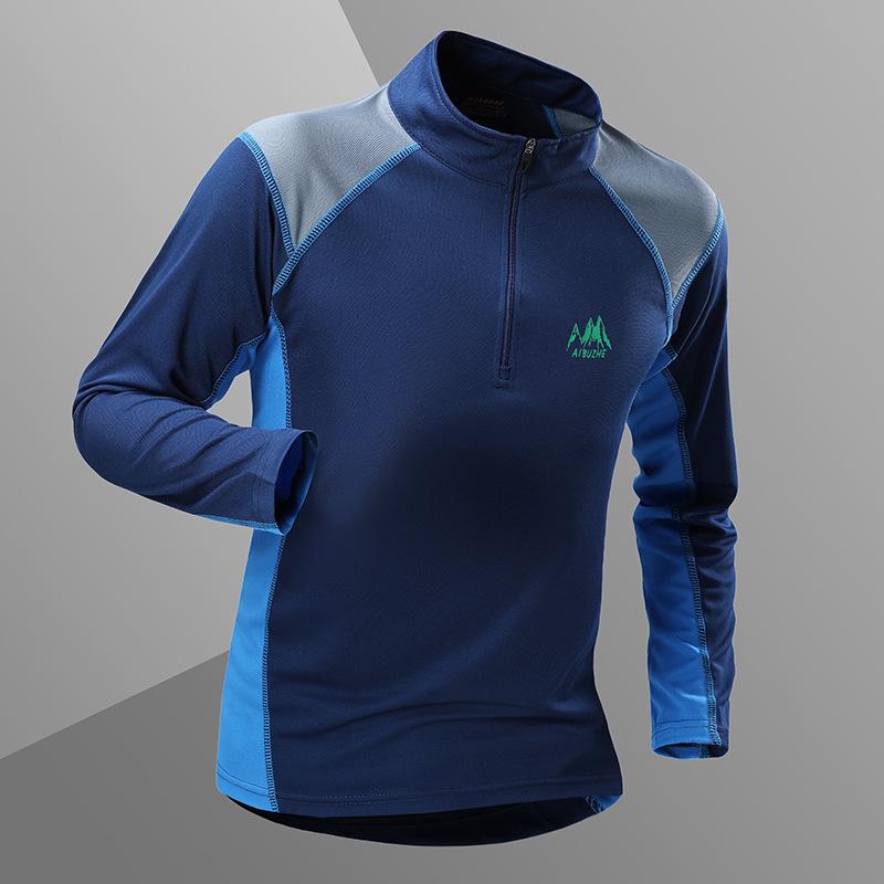 Outdoor-Sport Schnelltrocknende Kleidung Herren Langarm-T-Shirt Atmungsaktiv, Abriebfest, Schweißabsorbierend, Wandern Schnelltrocknende Kleidung XXL navy blau