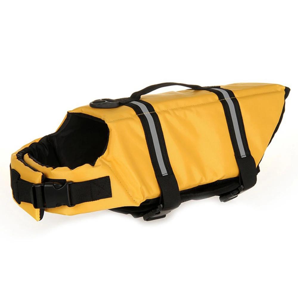 Schwimmweste für große Hunde, Schwimmweste für Hunde, Welpen, Schwimmweste mit Rettungsgriff, reflektierender, verstellbarer Haustier-Lebensretter-Badeanzug XXS gelb