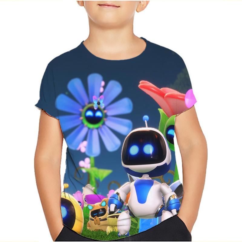 Spiel Astro Bot 3D gedruckt Kinder T-Shirt Kinder Kleidung Harajuku Cartoon Tees Casual Spaß Top Kleidung Mädchen Jungen T-Shirt 2024 130 saure grüne