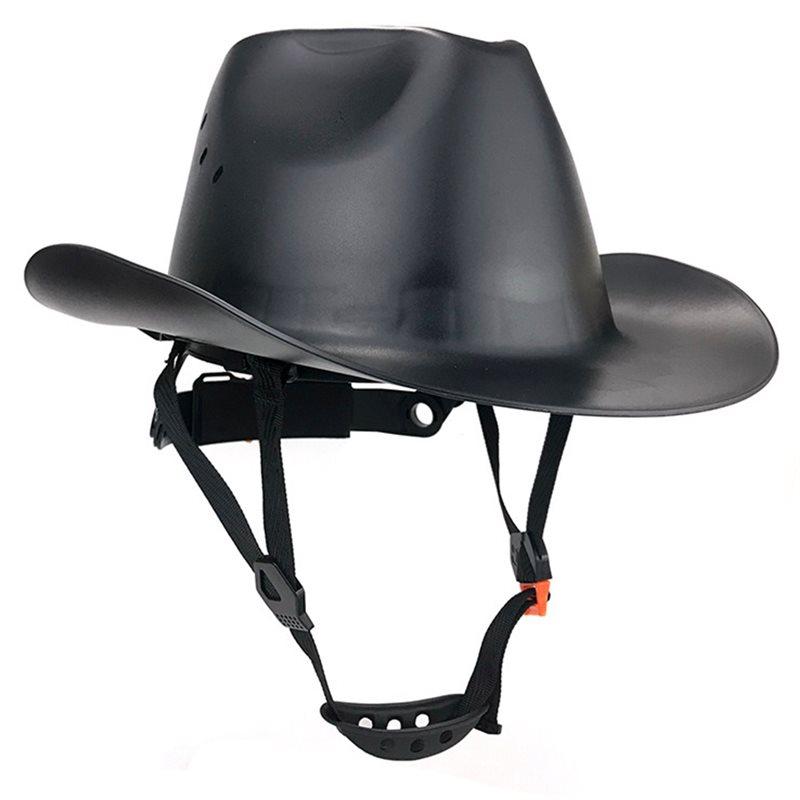 Cowboy-Schutzhelm mit Belüftungsloch HDPE Vollrand-Schutzhelm für Bauarbeiten im Freien Eisenbahn-Rettungsarbeiten Kappe schwarz