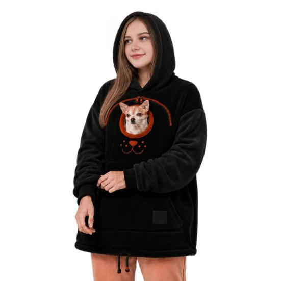 Tier Kuscheltasche Hemd Katzen Kapuzenpullover mit Tasche, Haustier Träger Sweatshirt für Hund & Katze, Kapuzen Pullover, Freihändige Tasche Känguru Tasche, XXXL