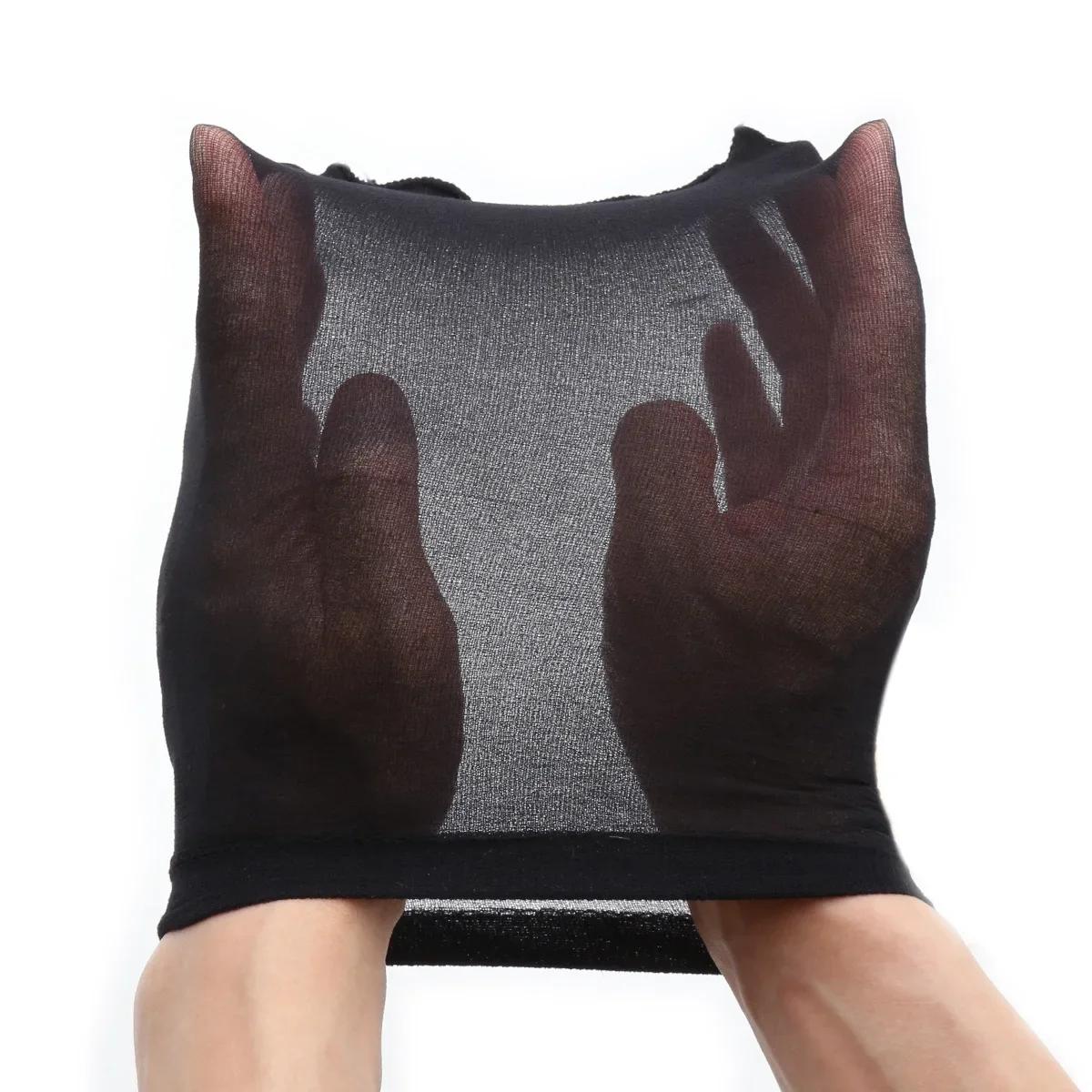 Transparente Strumpf-Bondage-Maskenhaube für Männer Frauen Fetisch Rollenspiel Sex Spaß Party Spielkostüme für Erwachsene Spiele