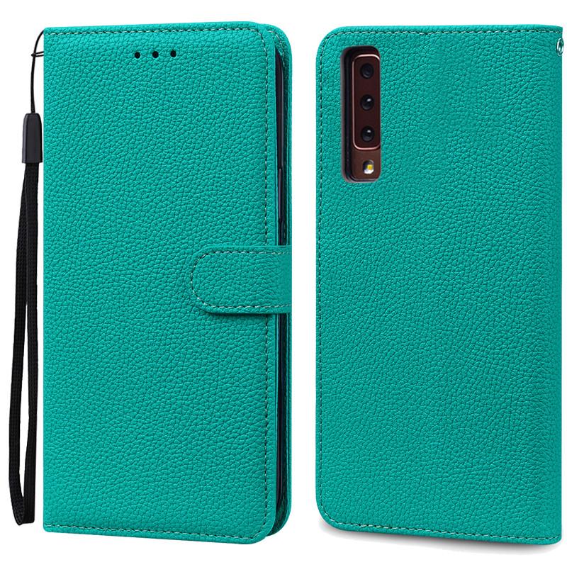 Für Samsung Galaxy A7 2018 Hülle Galaxy A 7 2018 Hülle Luxus Leder Flip Case Für Samsung Galaxy A7 2018 SM-A750F Handyhüllen Samsung A7 2018 A750 cyanblau