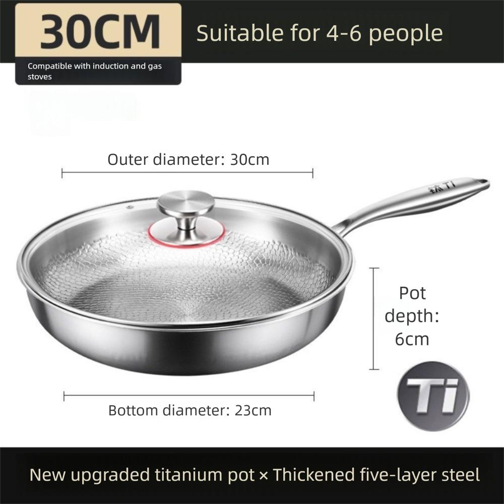26/28/30/32cm Titan-Bratpfanne Antihaftbeschichtet Unbeschichtet Steak-Bratpfanne Verdickt mit Deckel Küchengeschirr Gas-Induktionsherd