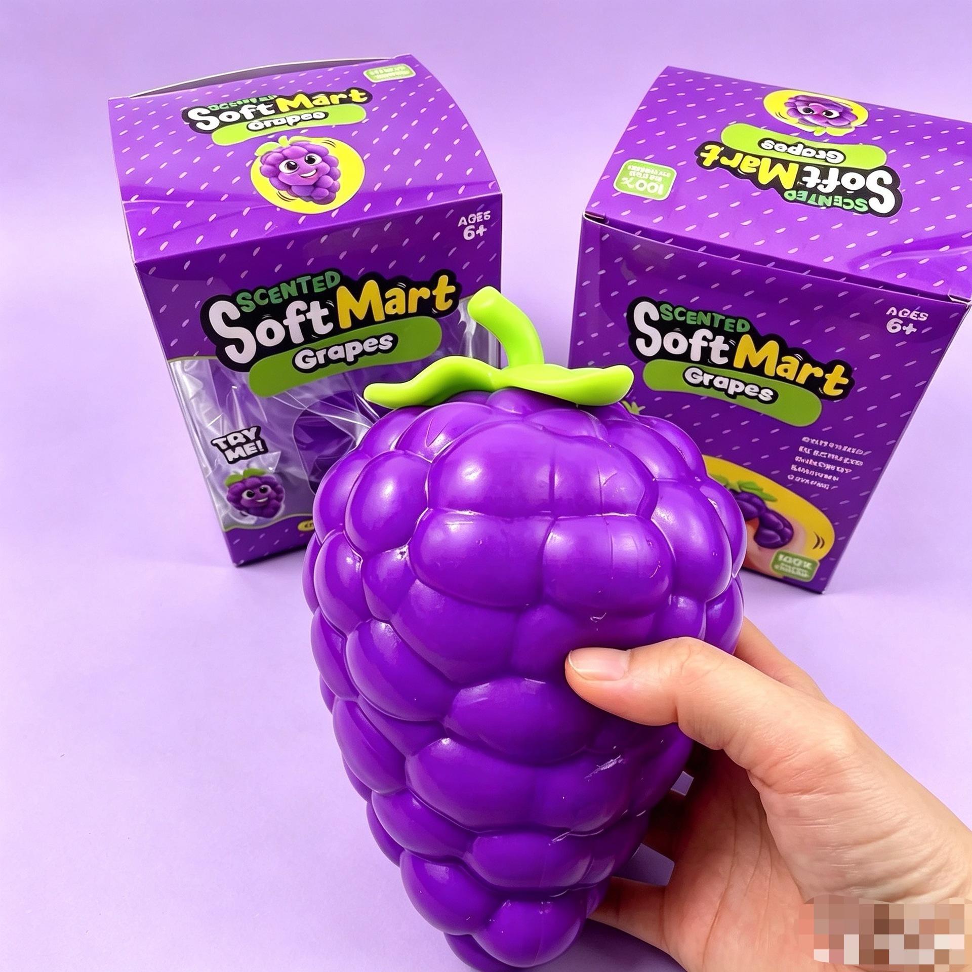 Riesiges Trauben Squishy Spielzeug Stressabbau Dekompression TPR Gefüllt mit Mehl Langsam aufsteigend Weich Erwachsener Kinder Kreatives Geschenk violett