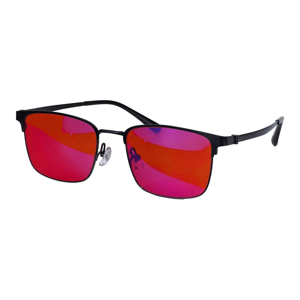 Titanium Formrahmen Brille für Herren Rote Gläser Bessere Schlaf Brille Orange Gläser Gaming Arbeits Brille Große Größe 141mm red