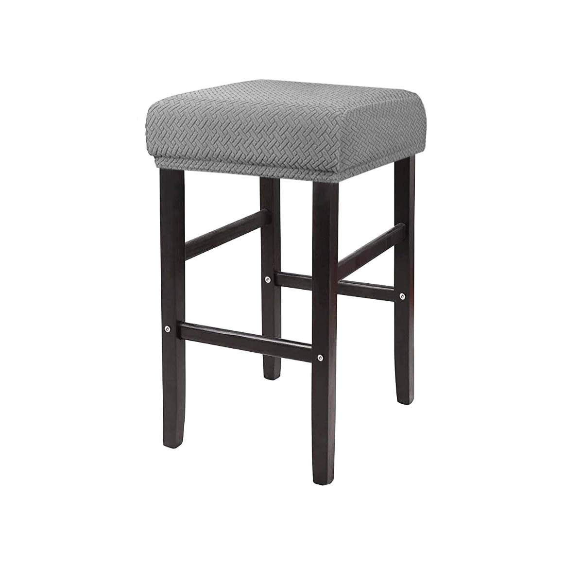 Stretch-Bezüge für rechteckige Barhocker, Jacquard-Bezug für Waschtischhocker, waschbare Thekenhocker-Bezüge, Barhocker-Sitzbezüge, Sattelsitzbezug licht grau