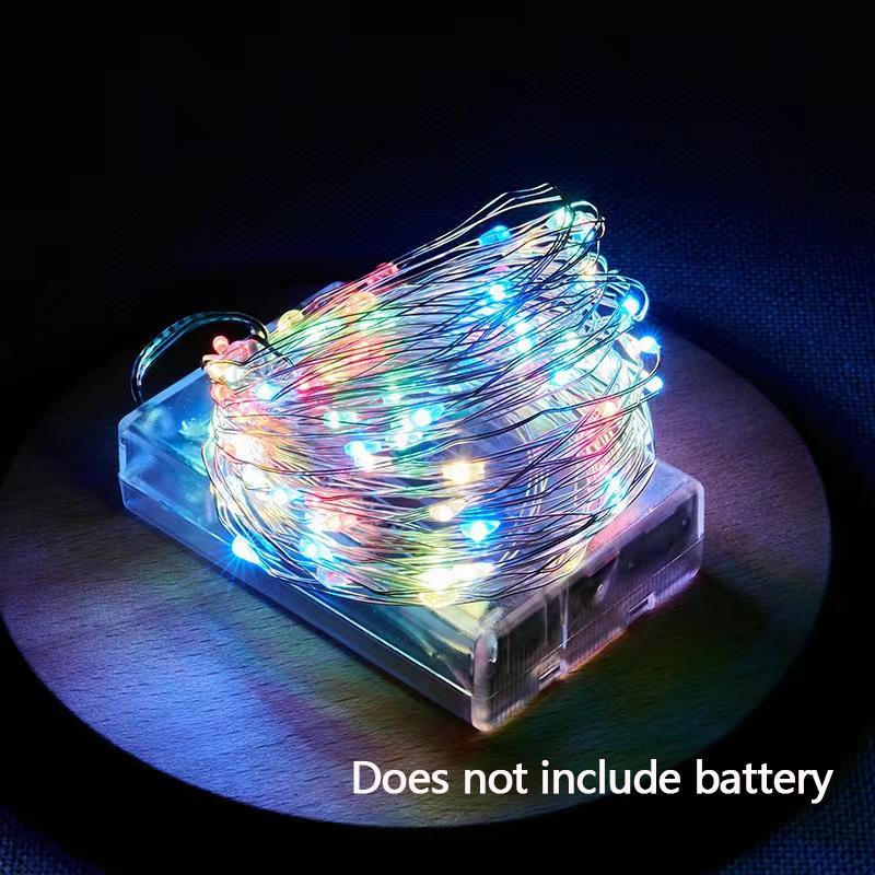 5M 10M LED USB Kupferdraht String Fairy Lichter Weihnachten Hochzeit Mini LED Lampen Led Strap Licht 10M 100leds【Battery box】 bunt