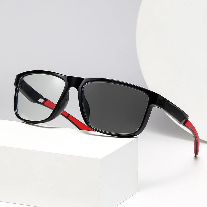 Vintage Herren Photochrome Brille Outdoor Intelligent Anti-UV Myopie Brille Unisex Damen Trendige Sport Nahsichtbrille -2.5 gray