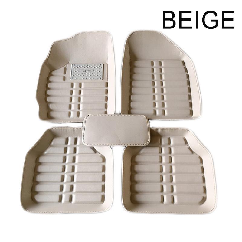 5 Stücke Universal Auto Auto Fußmatten Floorliner Vorne und Hinten Teppich Allwetter Matte beige