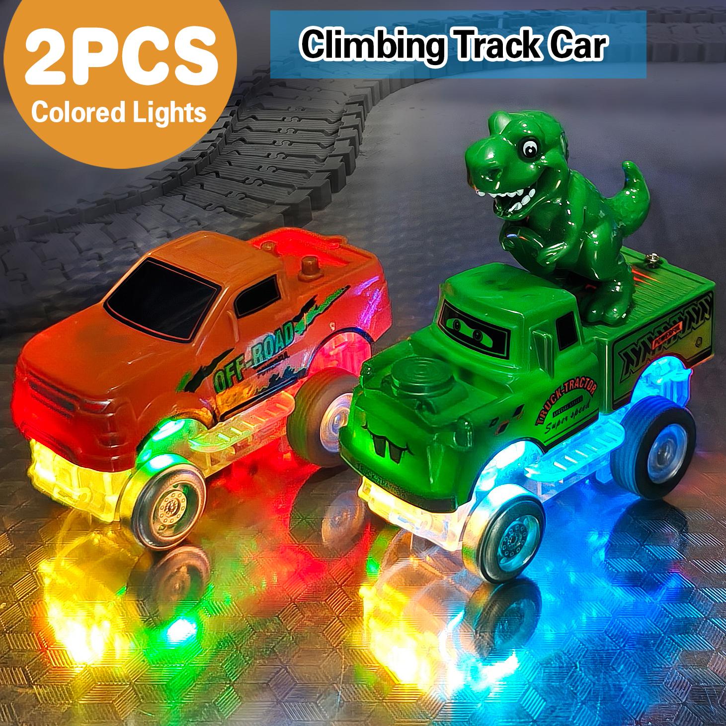 Spur Autos Kompatibel Leuchtet im Dunkeln LED Blinklicht Spielzeugautos Set Für Die Meisten Rennstrecken - Leuchtende Autos Für Kinder red