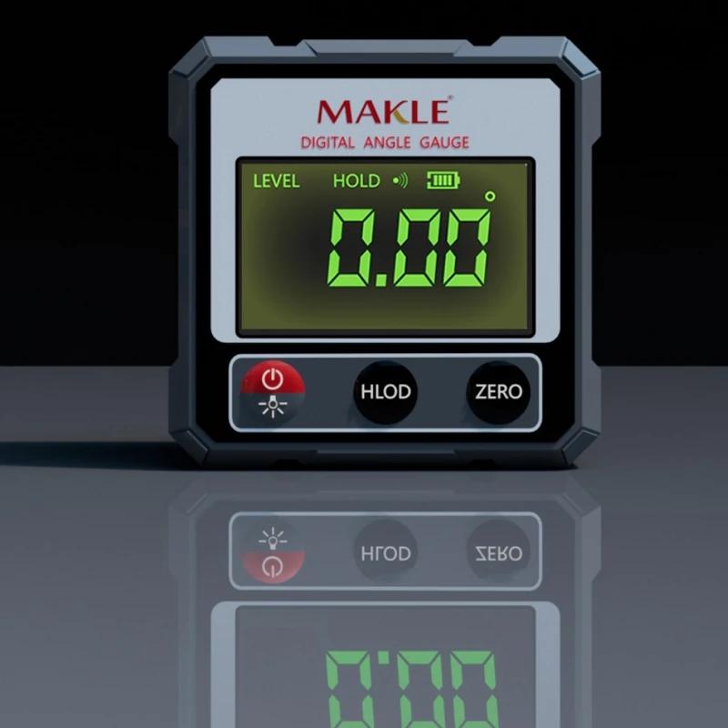 Mini-Messneigungsmesser Magnetischer Digitaler Winkelmesser mit Elektronischem Laser Laser-Wasserwaage-Box Lade-Winkelmesser für Zuhause B gray