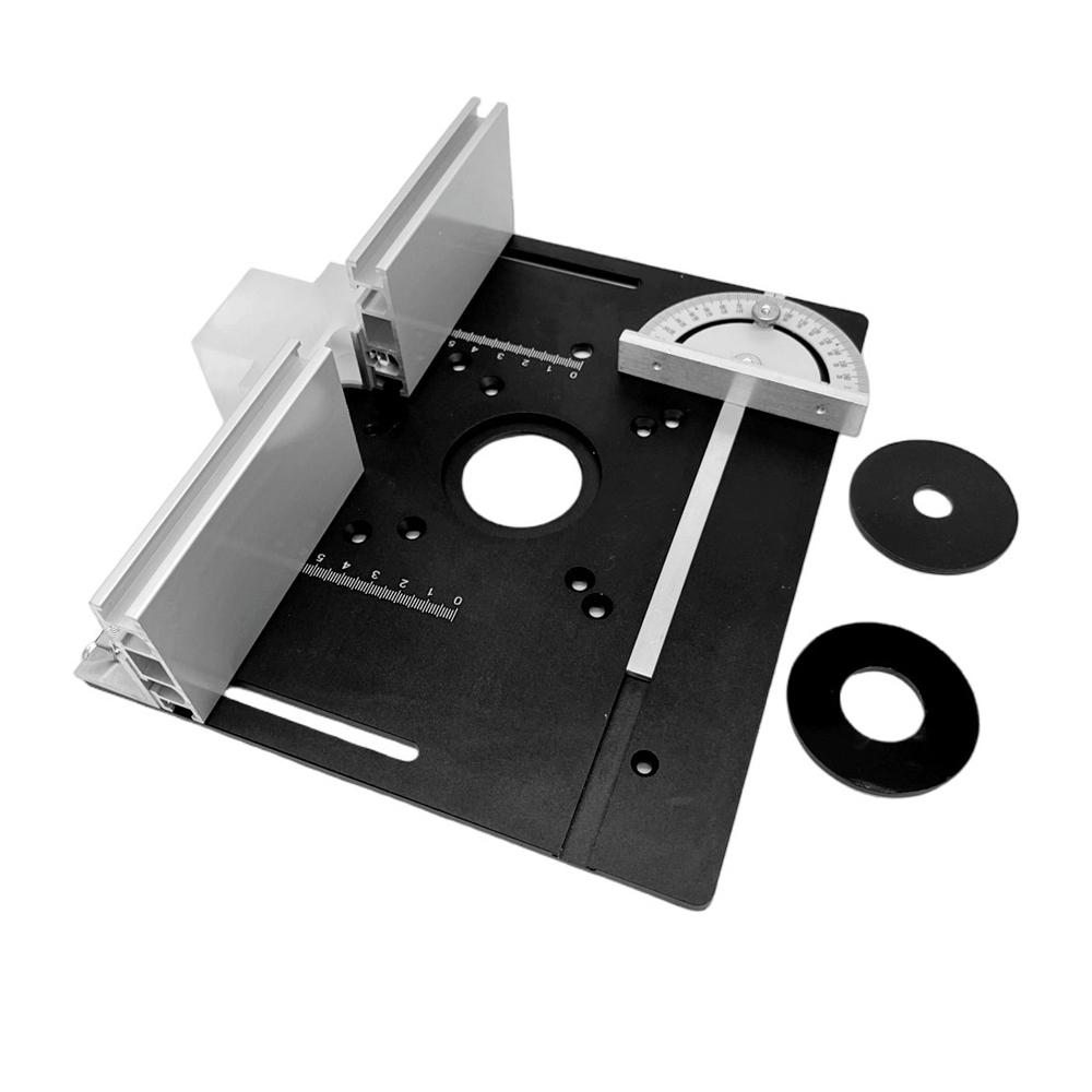 3er-Set Frästisch-Einlegeplatte, Aluminiumlegierung, Holzfräsen, Flip-Board, Trimmmaschine, Gravur, Hilfswerkzeug, Holzbearbeitungsbänke Flip Board with Silver Gauge