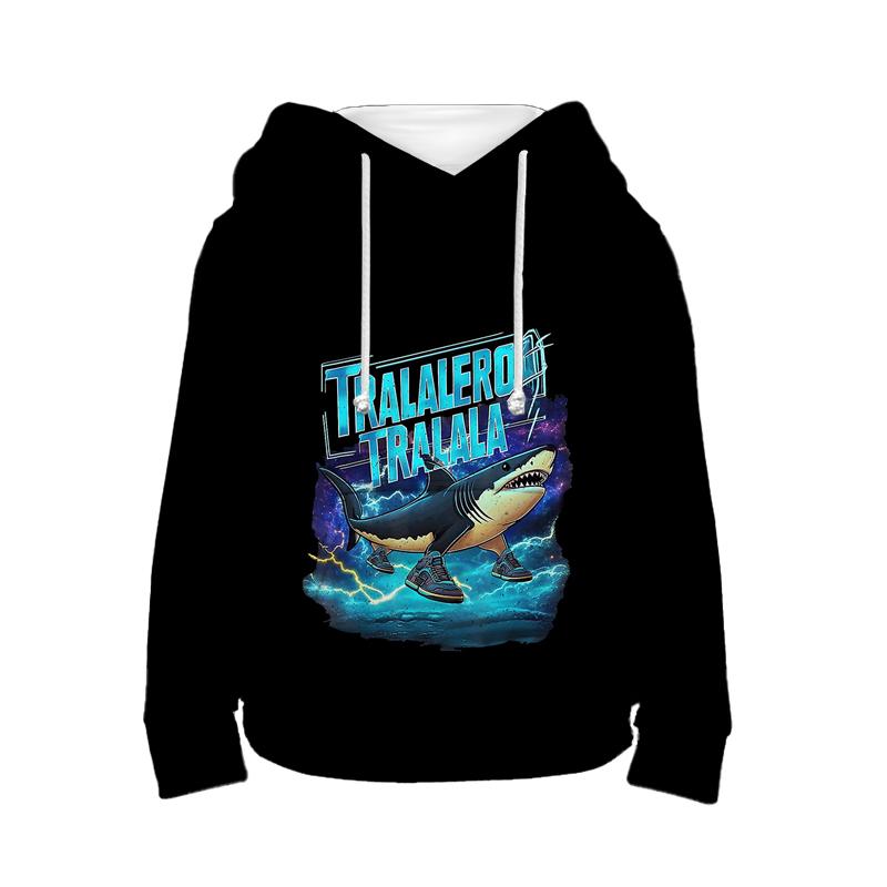 Tung Tung Tung Sahur Hoodie Italienischer Hirnfraß Kinderbekleidung Tralalero Tralala Kinder Sport Sweatshirt für Jungen und Mädchen Pullover 100 elfenbein