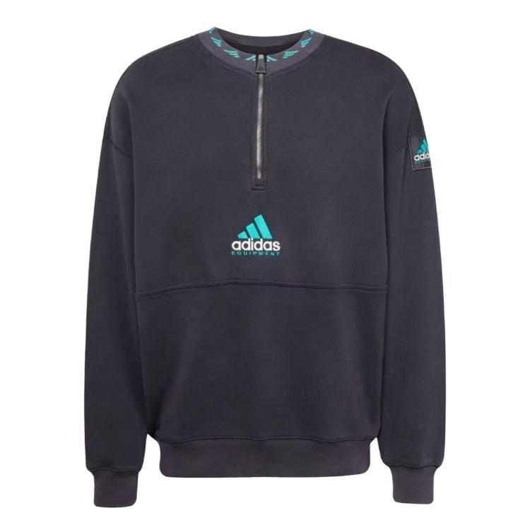 Adidas Equipment Series SS25 EQT Fleece HZ Mode Bequem Vielseitig Fleece Half-Zip Langarm Sweatshirt Herren Sweatshirt Schwarz JP0357 XL