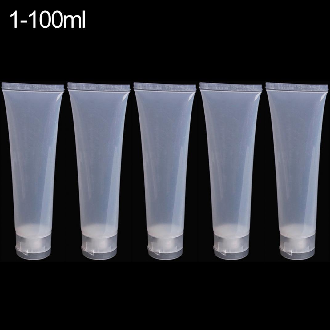 5 Stück Tube Squeeze Kosmetik Creme Lotion Kunststoff Reiseflasche leerer Behälter 100 ml transparent