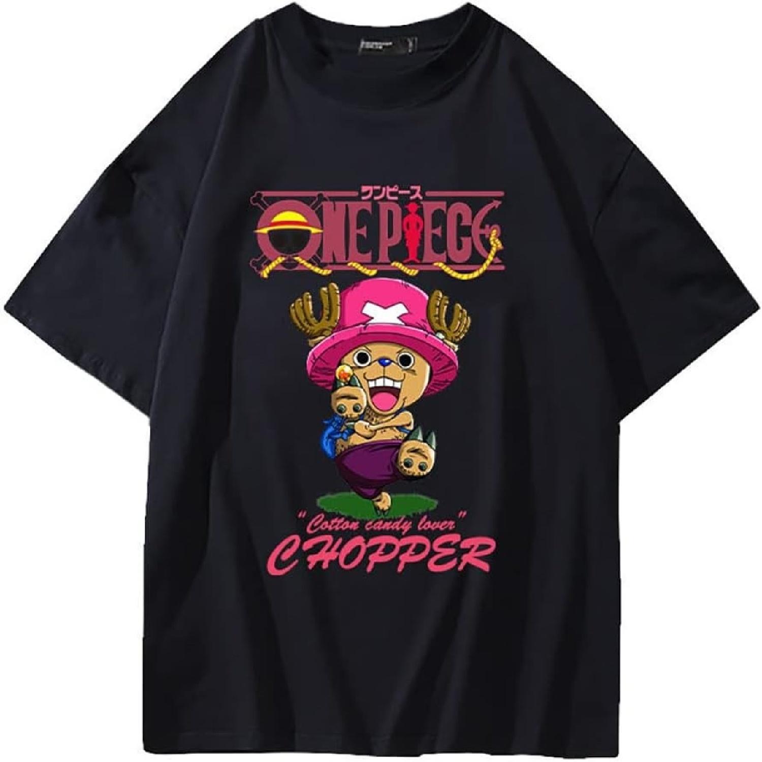 Ubeisy Unisex One Piece T-Shirt Tony Tony Chopper T-Shirt Leichtes Anime Shirt T-Shirts für Erwachsene XL schwarz