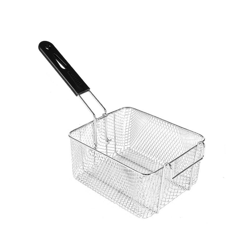 Antihaft-Fritteuse Abnehmbarer Griff Camping-Lebensmittelbehälter Tragbarer Frittierkorb Küche silber