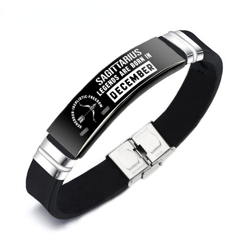 Mode 12 Sternzeichen Silikon Edelstahl Armband Armband Einstellbar Armband Sternzeichen männer Damen Schmuck Paar Geschenk