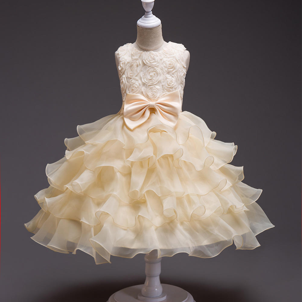Baby Kleid Baby Mädchen Kleid Prinzessin Taufe Party Kleid Für Mädchen Kleinkind Geburtstag Kleinkind Karneval Kleiden 110 champagner