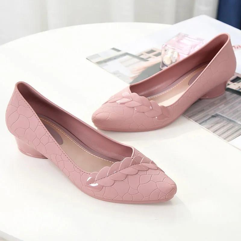 High Heels Flock Schuhe Frau Hohe Starke Heels Neue Frauen Pumpen Party Schuhe Spitz Frauen Schuhe 37 rosa