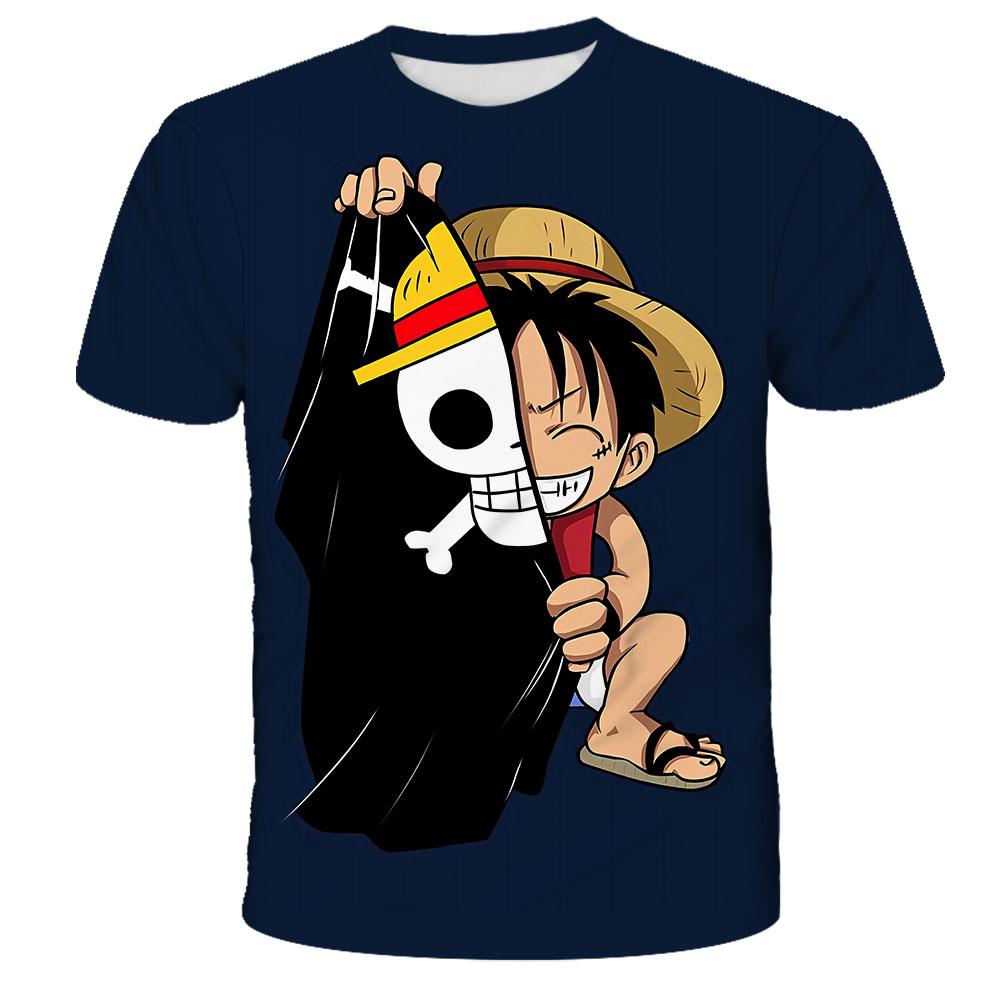 Mode Kid Anime One Piece Luffy T-Shirt Jungen Kleidung Kinder Jungen T-Shirt Kinder T-Shirt Sommer Kurzarm Tops Tees 5XL