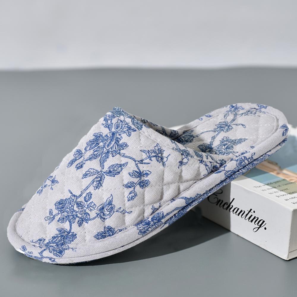 Mode Koreanische Damen Hausschuhe Blau Porzellan Weiche Bequeme Stille Indoor Boden Hausschuhe Plus Größe 37-45 Frauen Hausschuhe 39