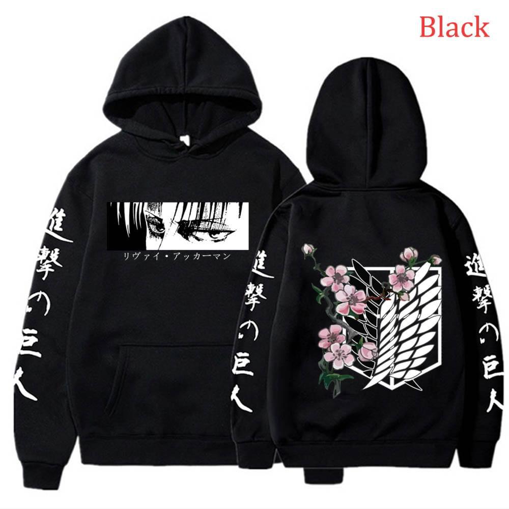 Japanischer Anime Attack on Titan Hoodie AOT Grafik bedrucktes Kapuzenpullover Streetwear Harajuku Style Unisex Streetwear S