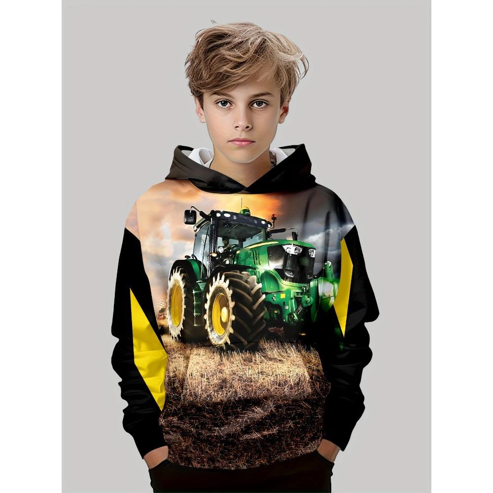 Kinderkleidung Hoodies Langarm Kinderkleidung Jungen Cartoon Kindermode Traktoren Print Mädchen Sommerkleidung Jungen Tops 150