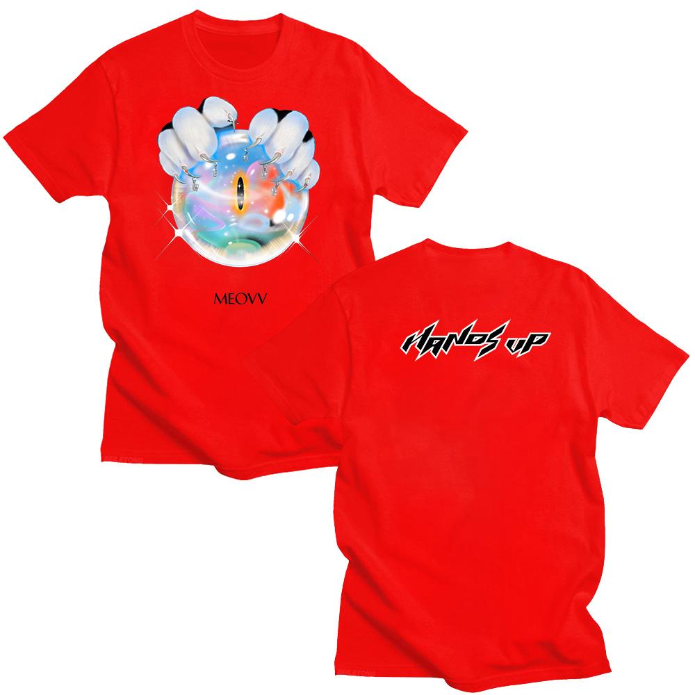 MEOVV Hände Hoch T-Shirts 2025 Mode Unisex Baumwolle Kurzarm Sommer Herren Damen Grafik T-Shirts Kpop T-Shirts Streetwear XL rot