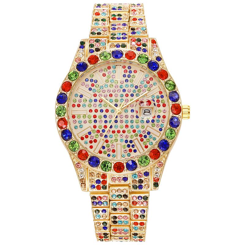 Herren Echte Große Marken Uhren Mode Lässige Legierungsarmband Datum Quarz Vintage Uhr Sss Lieferung Hip Hop Diamant Goldene Luxusuhr goldgelb