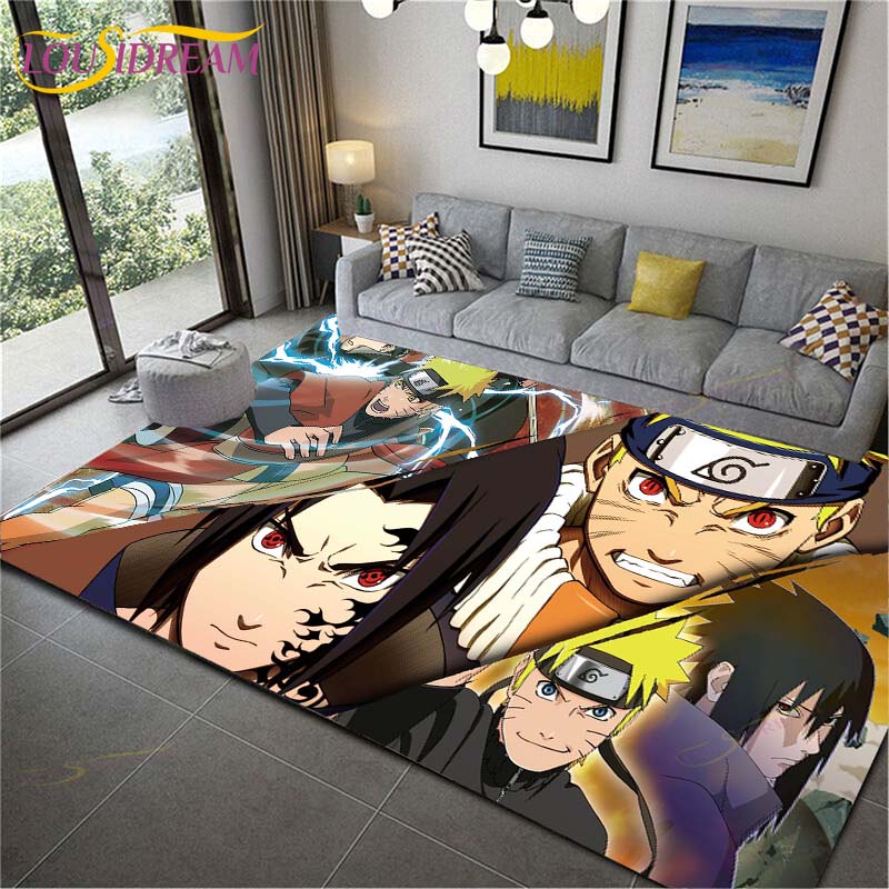 Anime Naruto rutschfeste Teppiche für Wohnzimmer, bequemer Teppich, weiche Bodenmatte, Teppiche für Schlafzimmer, Matte, Teppich für Zuhause, große pelzige Matte 80cm x 120cm