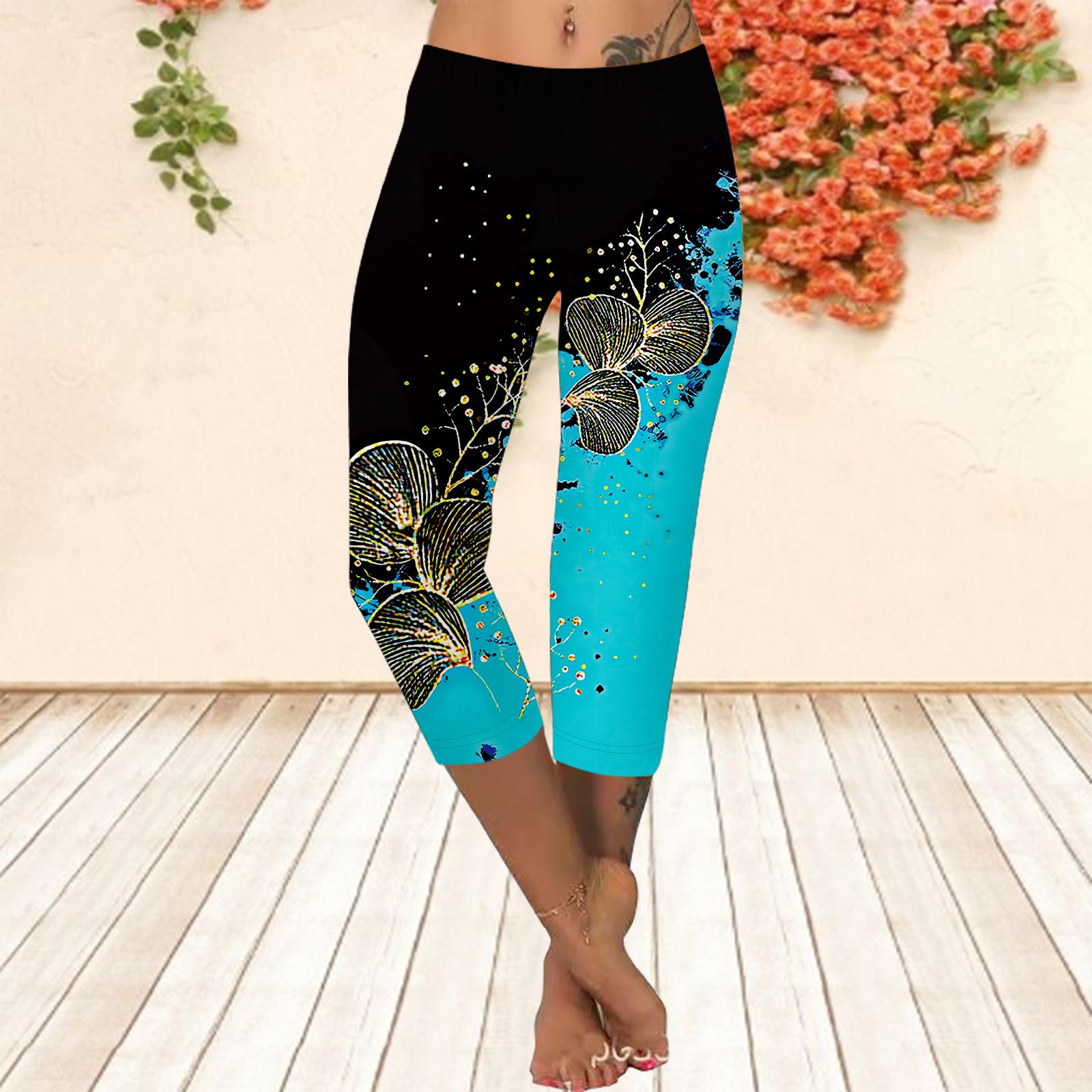 Lange Hosen, kurze Leggings für den Sommer, kurze, enge Hosen, Leggings in Übergröße, Slim Fit-Hose für Damen mit 3D-Schwarz-Weiß-Rosen-Aufdruck 8XL blau